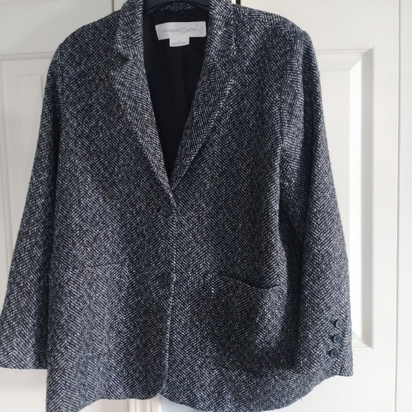 Treasure & Bond Black Tweed Two Button Classic Blazer L - Picture 1 of 12